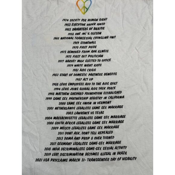 Levi's Sz L T-shirt Shirt Pride Community White 100 % Cotton Levis Classic - Picture 5 of 8